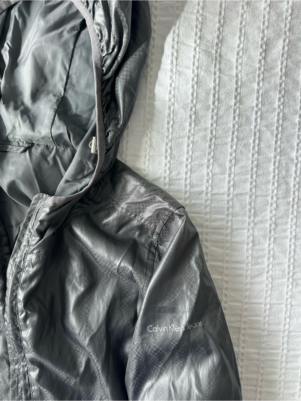 Calvin Klein Jeans: Metallic Gray Windbreaker